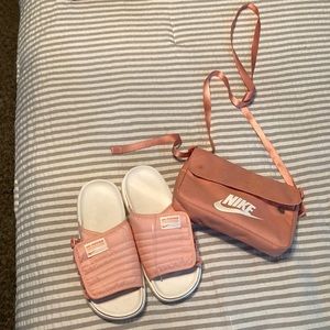 Nike flip flops and Nike bag